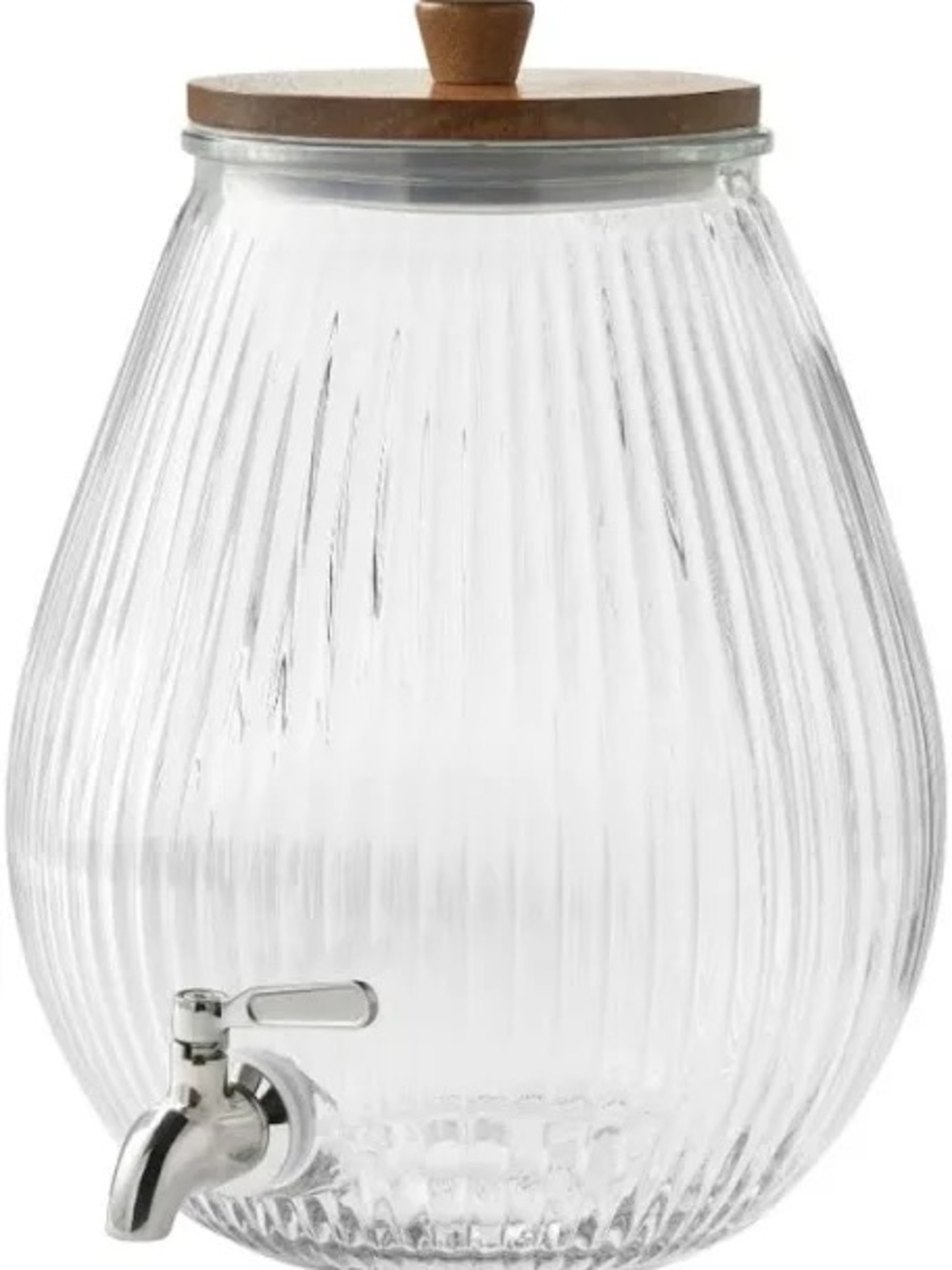SUMMERTIME
Pioneer Woman Glass 2 Gallons Ribbed Beverage Dispenser with Wood Lid